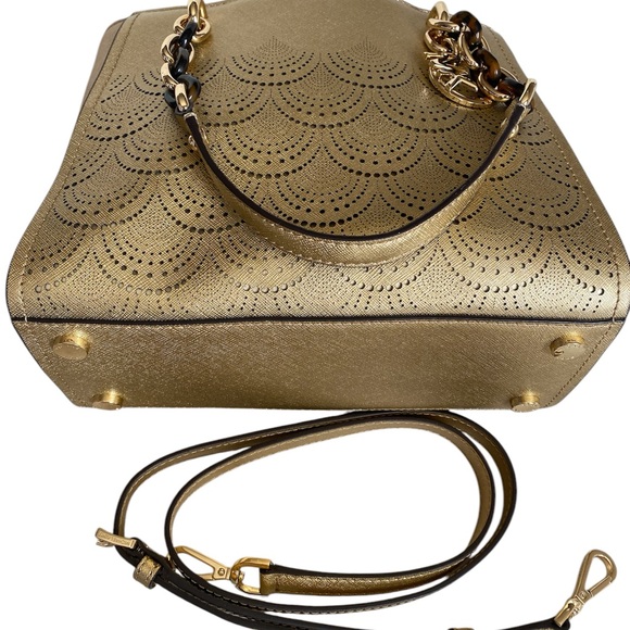 Michael Kors Sofia laser perforated leather gold tone